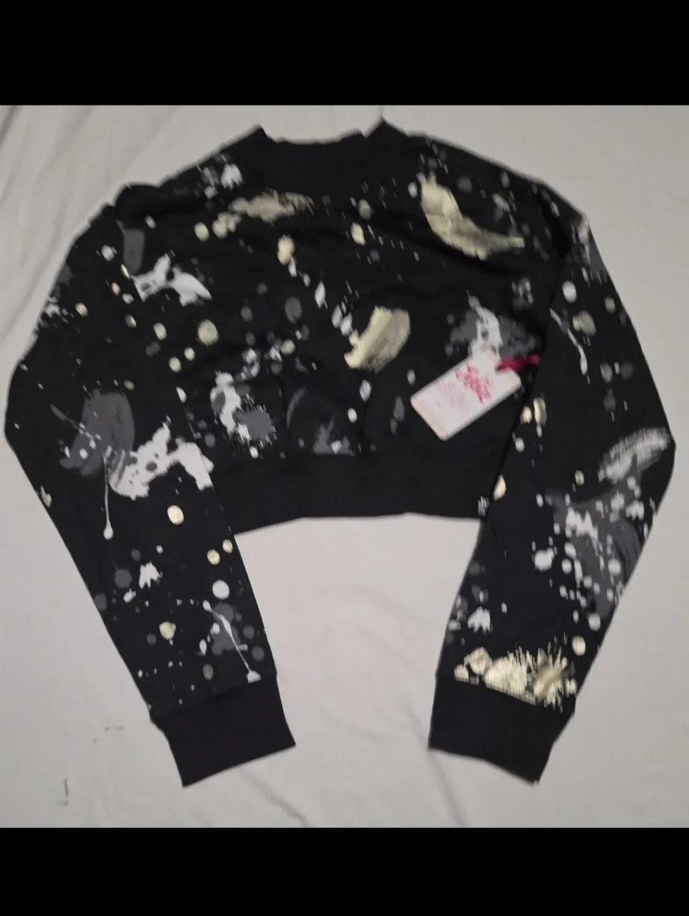 New justice girls large black splatter crop sweatshirt #18